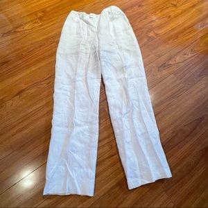 Talbots wide leg white linen pants size 4